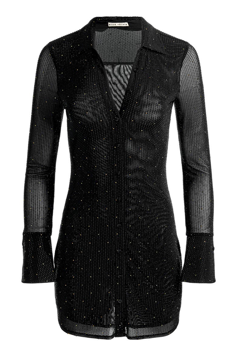 Freya Fitted Embellished Minidress, Alternate, color, BLACK/ GOLD