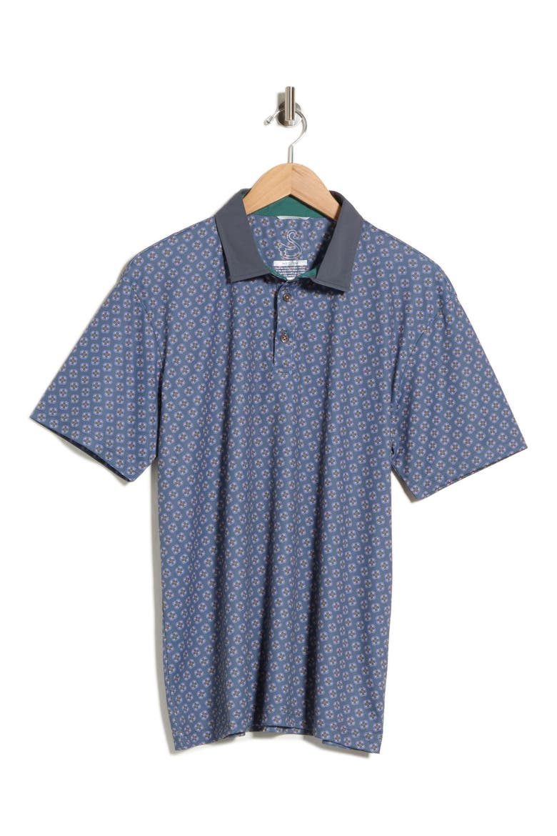 Harris Medallion Print Golf Polo, Main, color, GRAPHITE