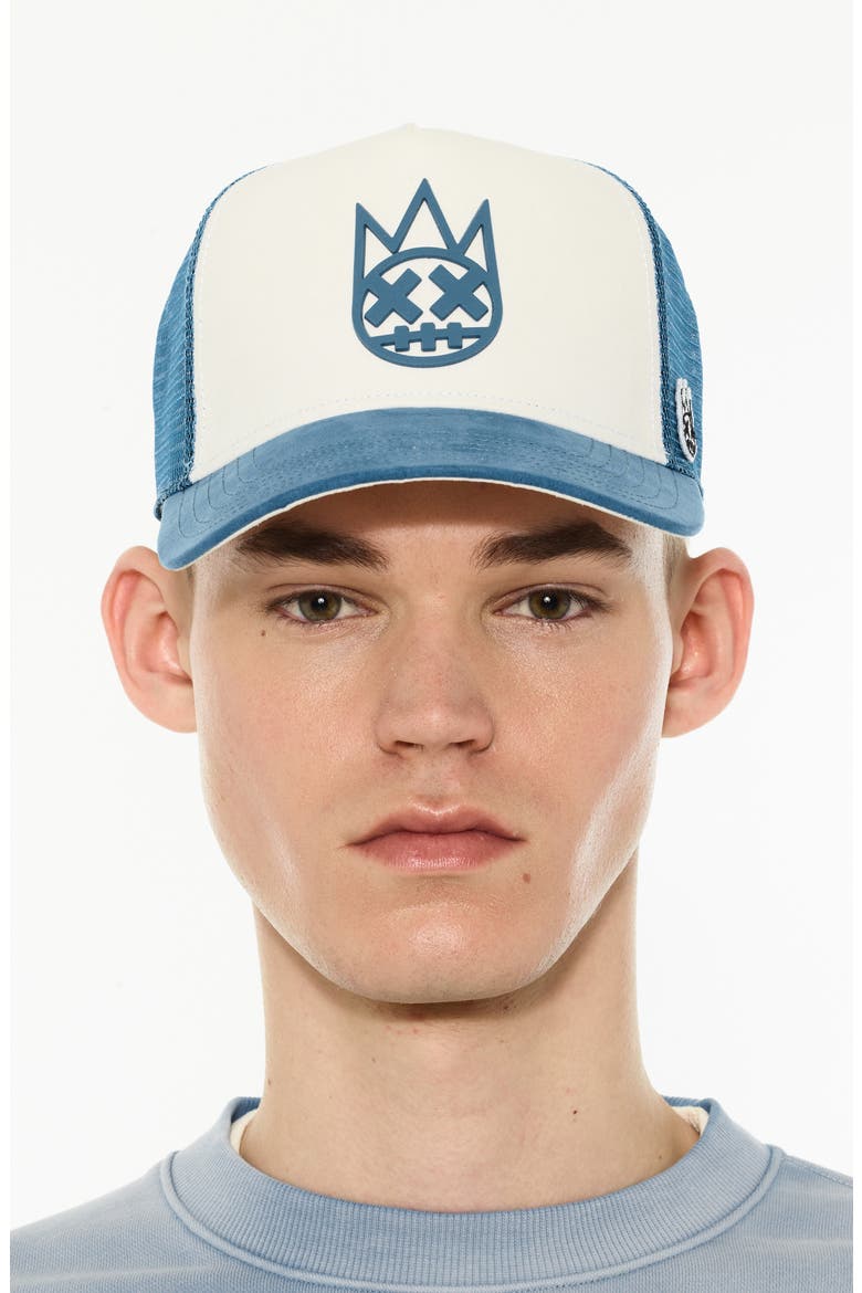 Logo Mesh Back Suede Trucker Hat, Main, color, WINTER WHITE
