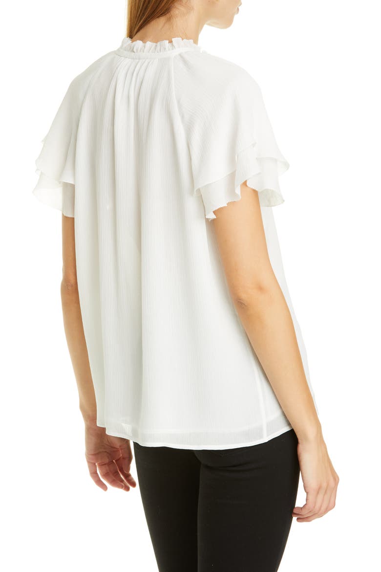 Split Neck Silk Top, Alternate, color, IVORY CLOUD