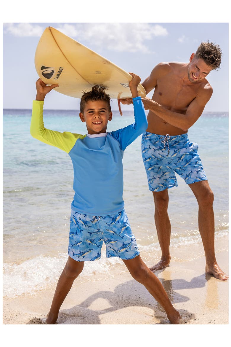 Kids' Colorblock Long Sleeve Rashguard Top, Alternate, color, YELLOW