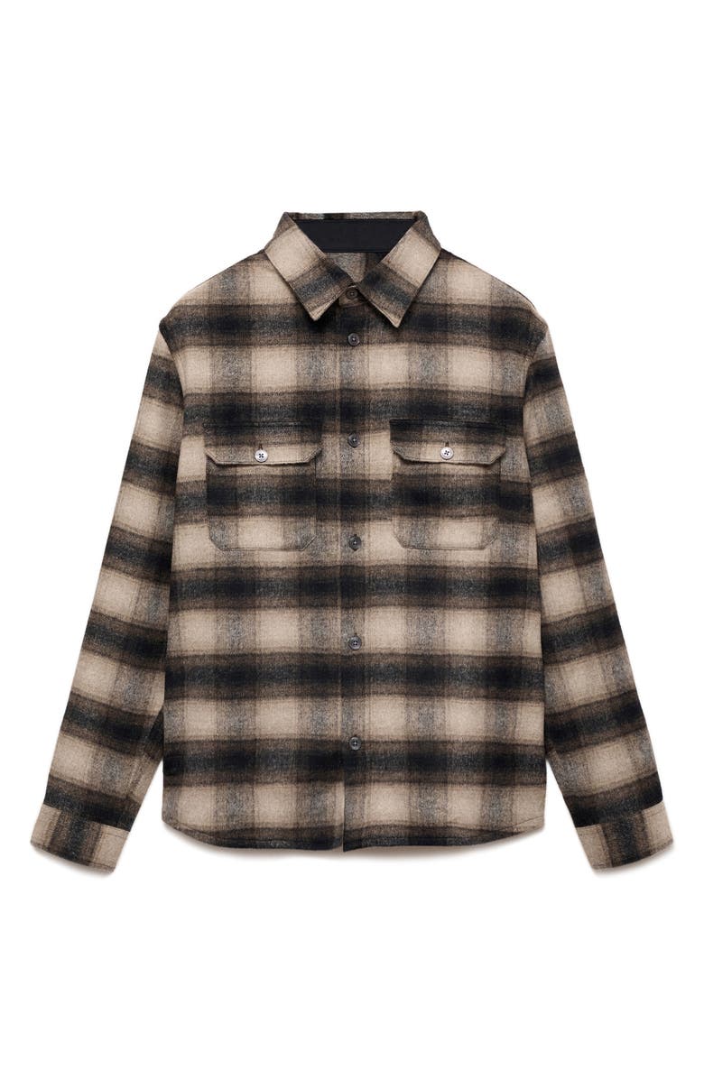 MANGO Check Wool Blend Overshirt, Alternate, color, 