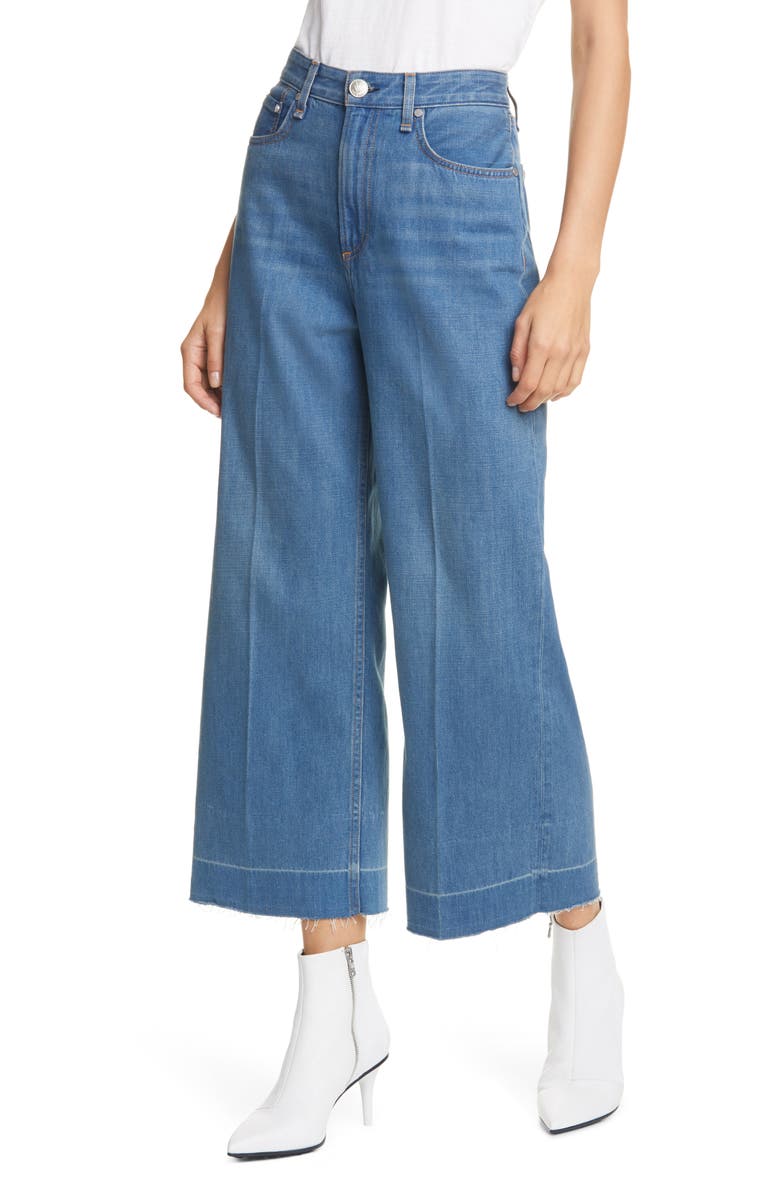 rag & bone Ruth Super High Waist Raw Crop Wide Leg Jeans, Main, color,
