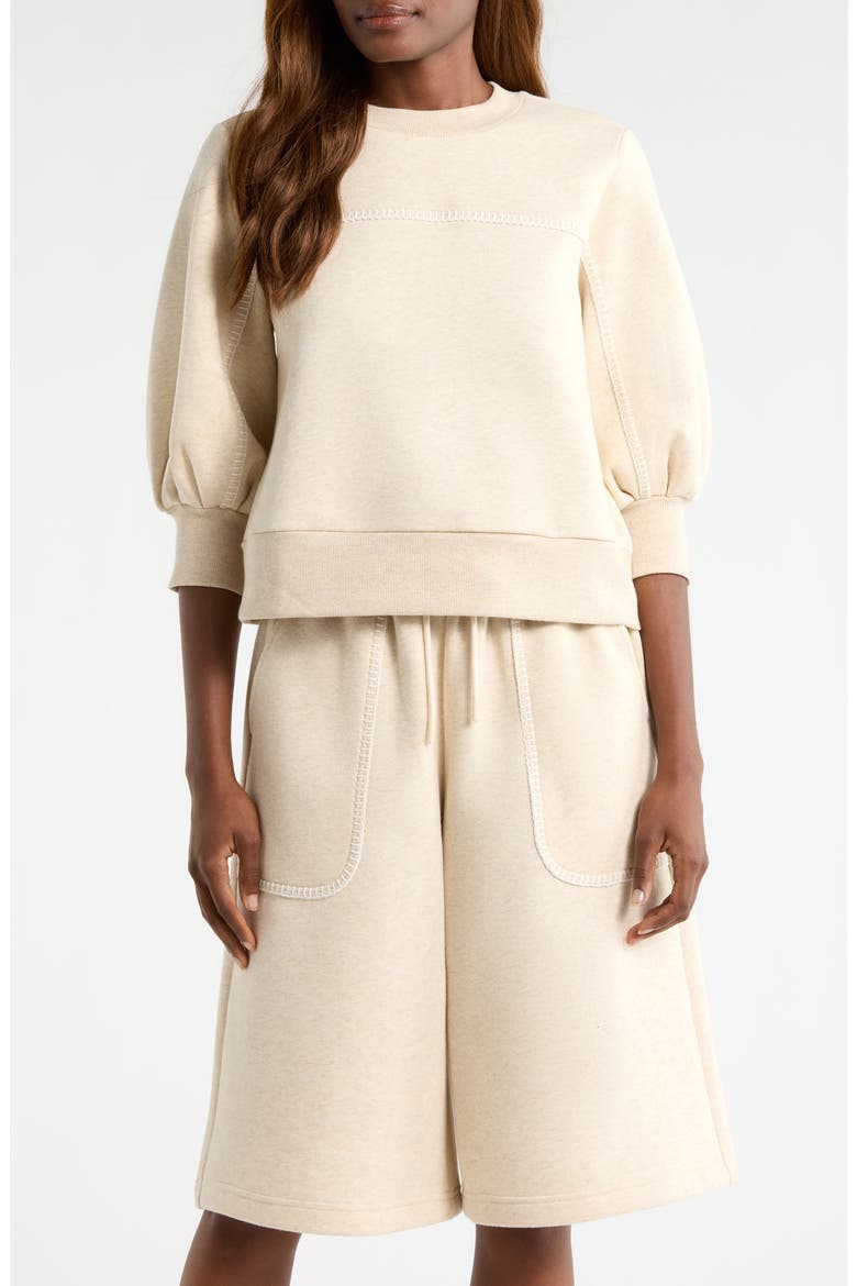 Classic Puff Sleeve Top, Main, color, SAND HEATHER