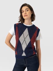 Saint + Sofia Argyle Sleeveless Knit