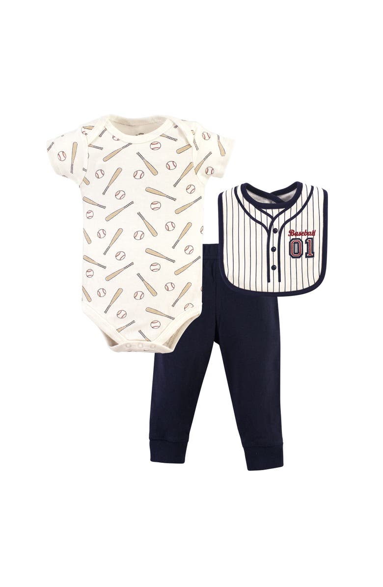 Little Treasure Bodysuit, Pant and Bib, Main, color, Baseball