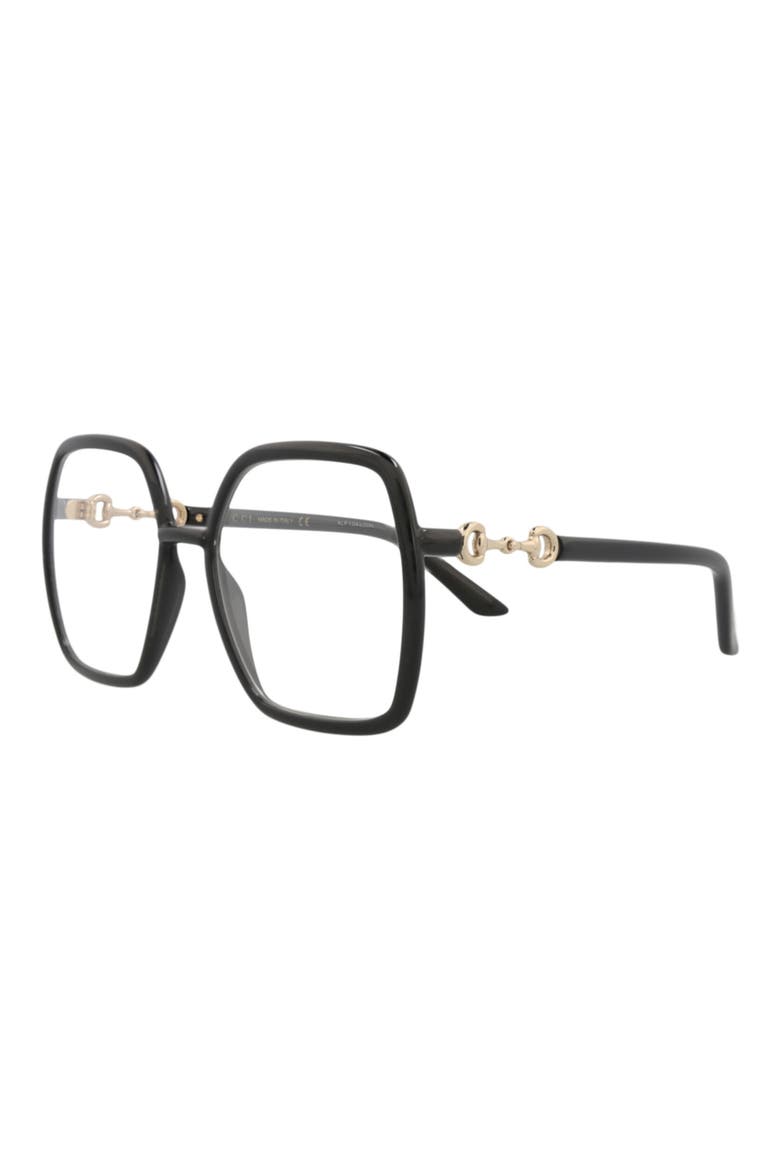 55mm Square Optical Glasses, Alternate, color, BLACK BLACK TRANSPARENT