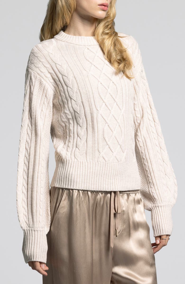 WEEKEND LOS ANGELES Alison Blouson Cable Sweater, Alternate, color,