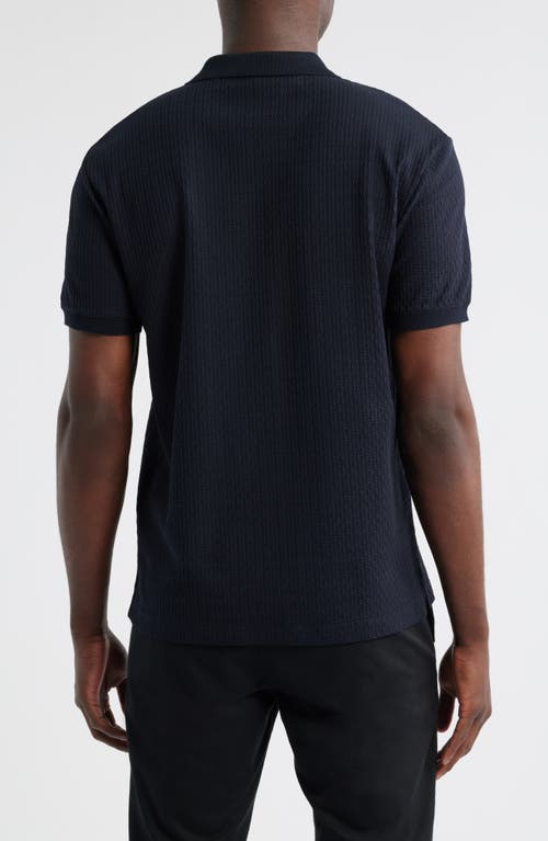 Emporio Armani Tonal Chain Johnny Collar Polo In Black