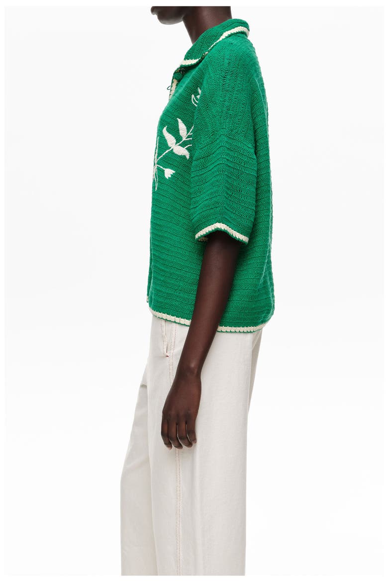 Embroidered Knit Sweater, Alternate, color, GREEN