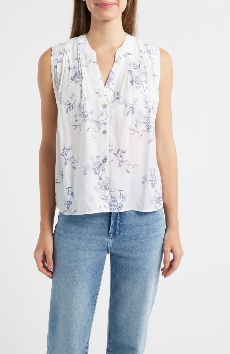 Cloth & Stone Pintuck Tank, Main, color, Blue Opal Floral