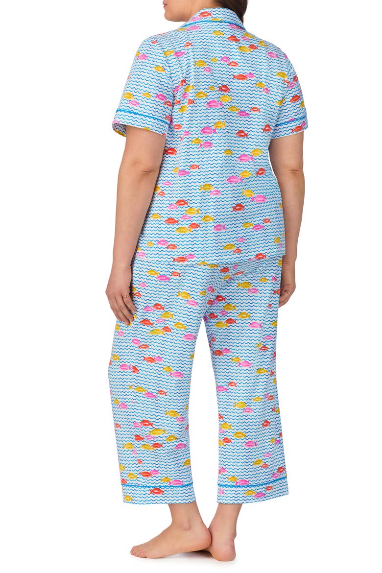 Print Crop Stretch Jersey Pajamas, Alternate, color, MARINA GRANDE