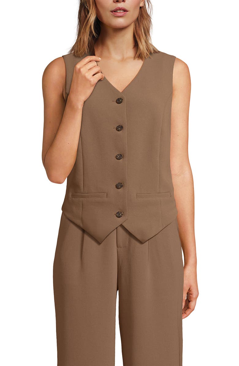 Lands' End Crepe Button Front Vest, Main, color, 
