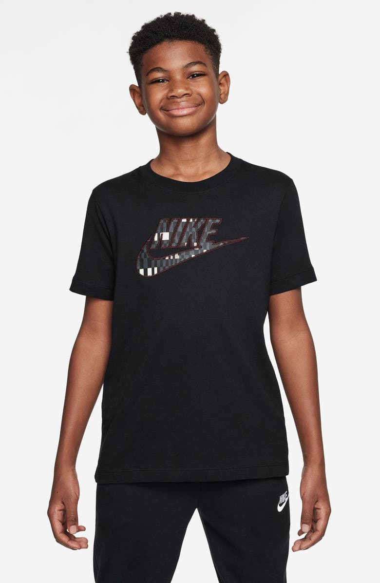 Nike Kids' Club Futura Appliqué T-Shirt, Alternate, color, Black