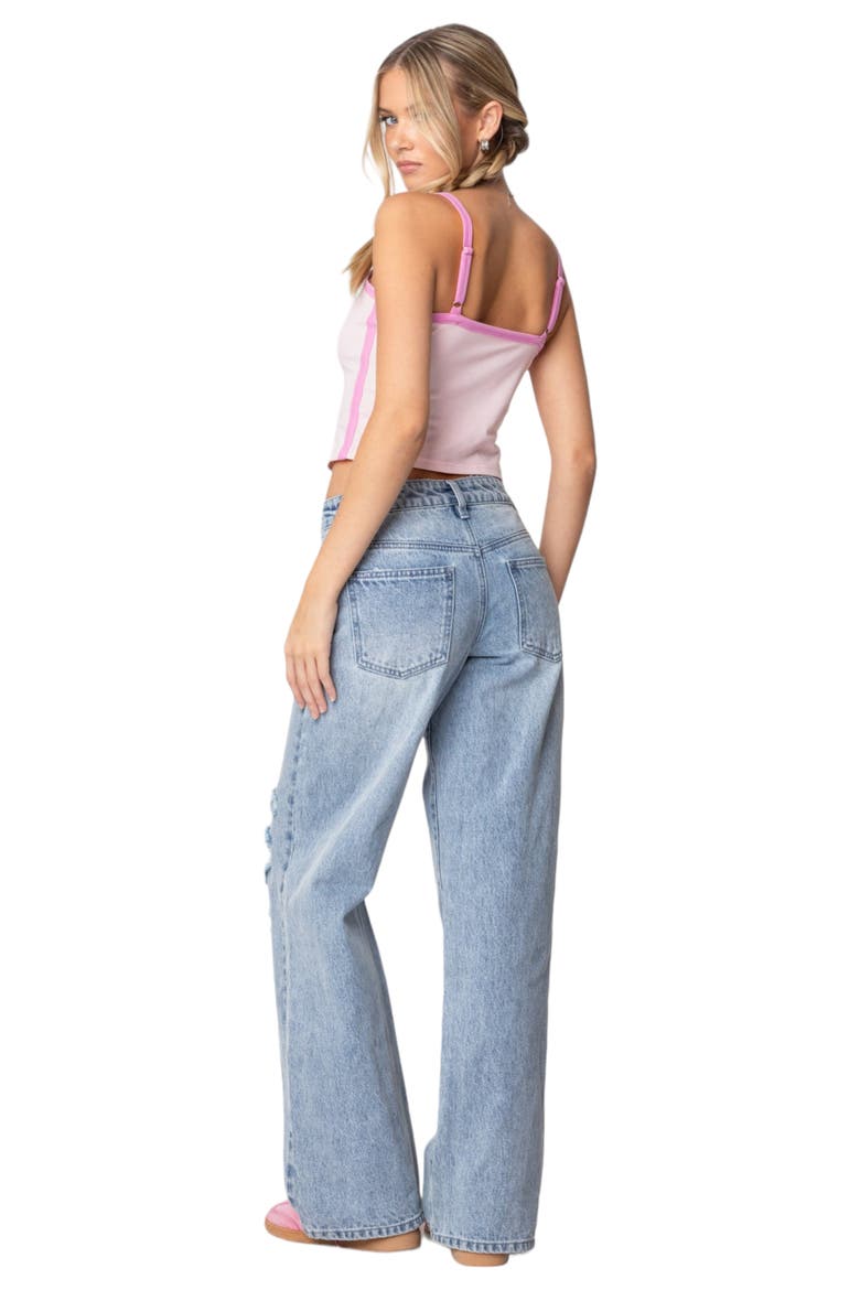 Francesca Contrast Binding Crop Camisole, Alternate, color, PINK