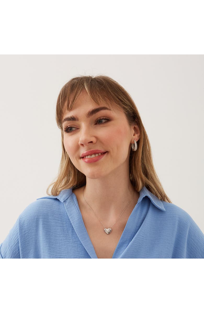 Spero London Elliptical Oval Chunky Hoop Sterling Silver Zirconia Earring, Alternate, color, Silver