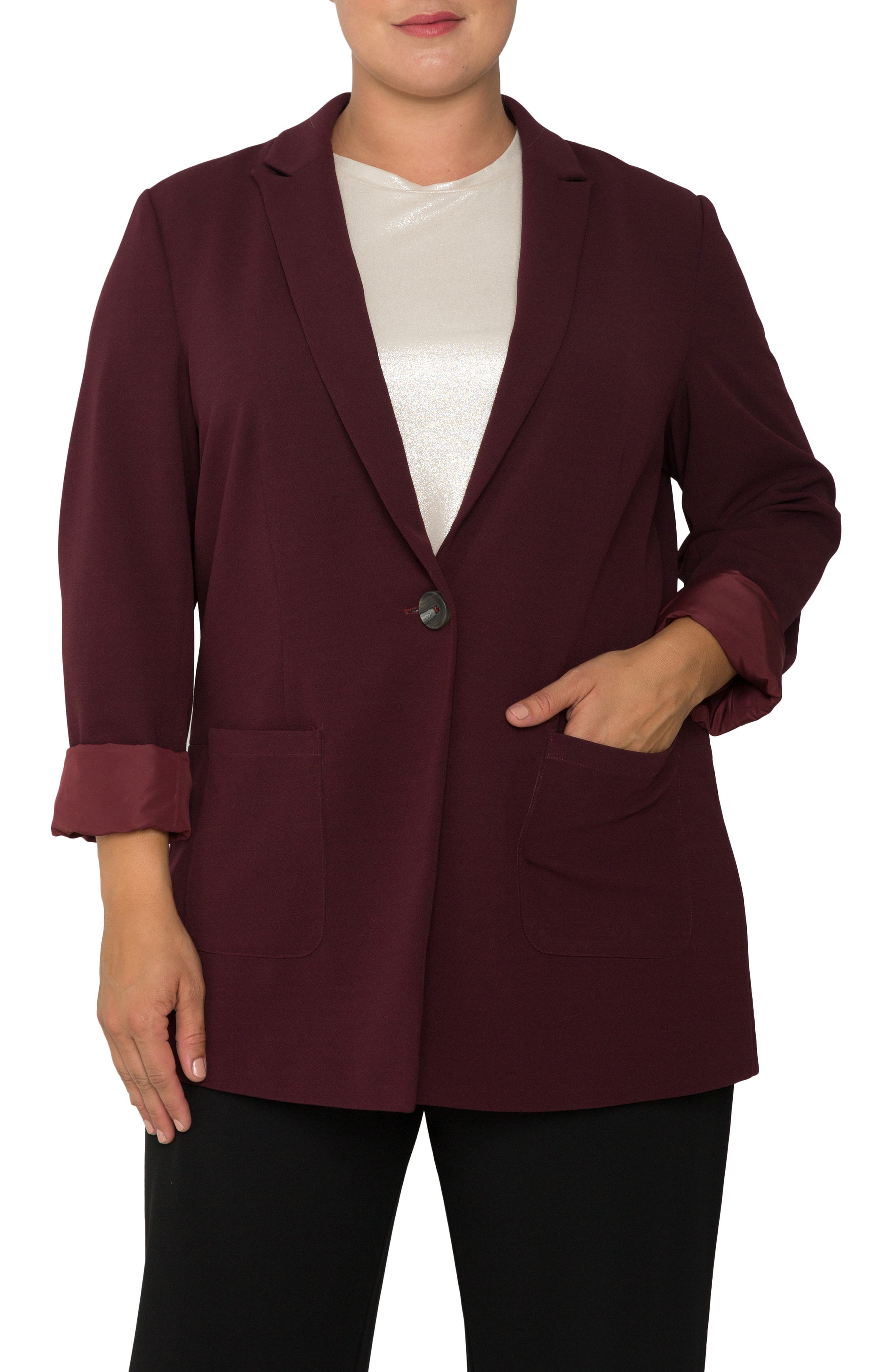 Standards & Practices Dorothy Boyfriend Jacket in Burgundy 