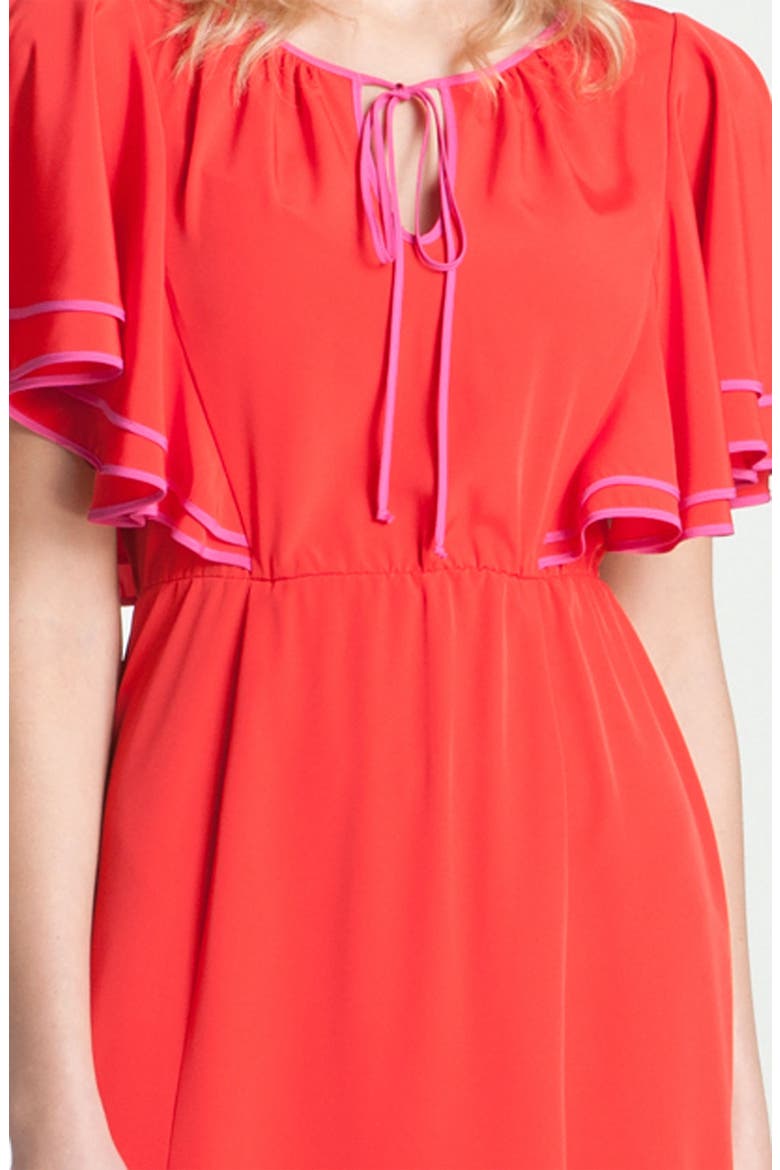 Flutter Sleeve Dress, Alternate, color, RED PEPPER