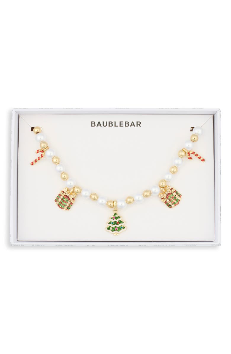 BaubleBar Christmas Holiday Charm Necklace, Main, color, Gold Multi