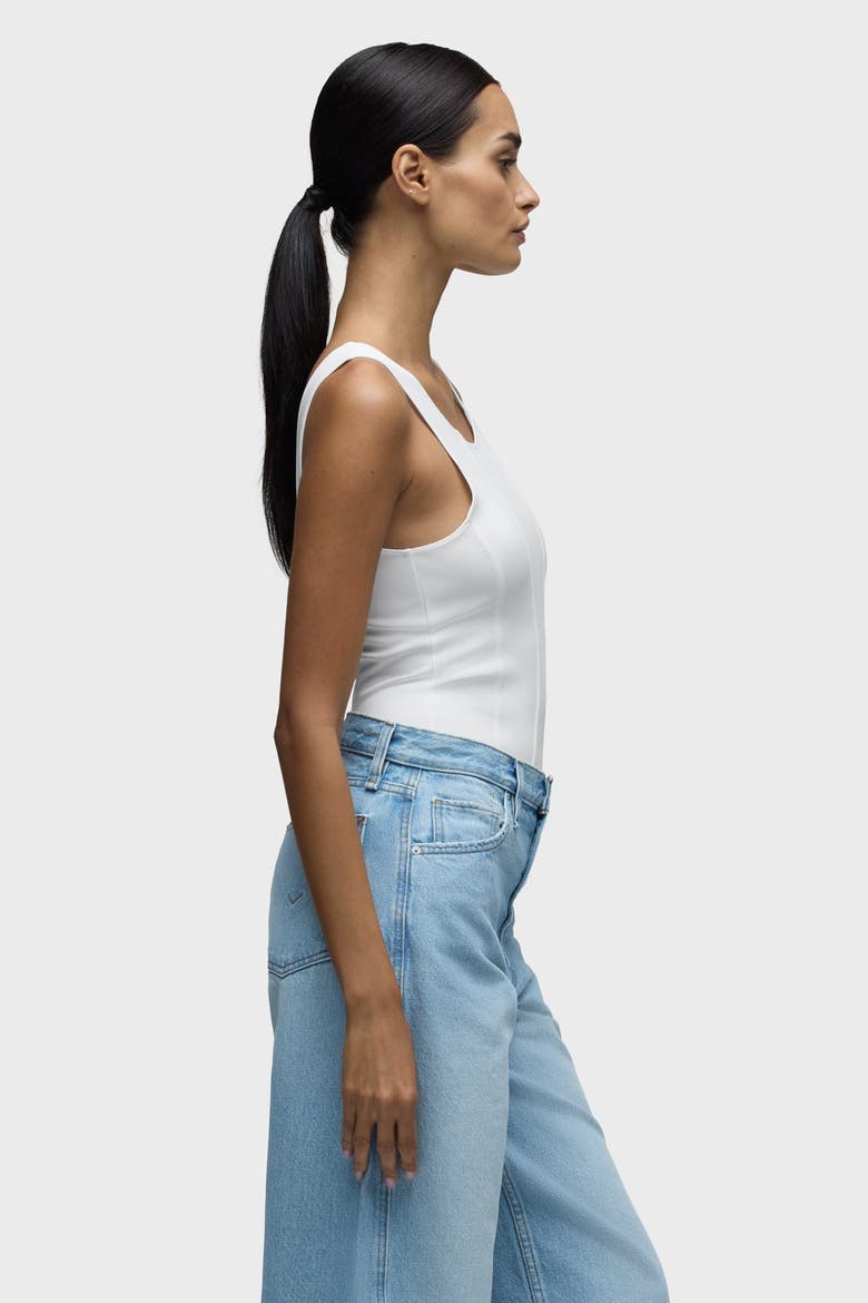 Scoop Neck Bodysuit, Main, color, White