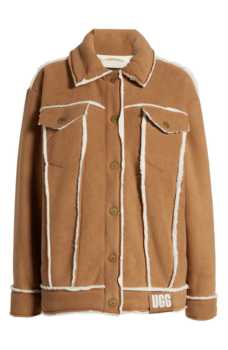 UGG<sup>®</sup> Frankie Recycled Polyester Fleece Trucker Jacket, Alternate, color, 