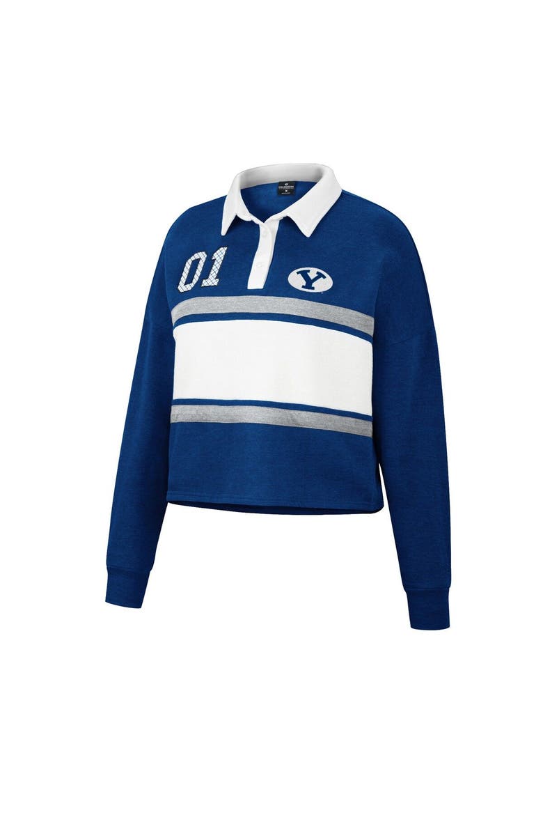 Women's Colosseum Navy BYU Cougars I Love My Job Rugby Long Sleeve Shirt, Alternate, color, Navy