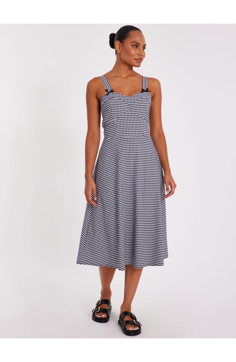 QUIZ Gingham Strappy Midi Dress, Alternate, color, Black