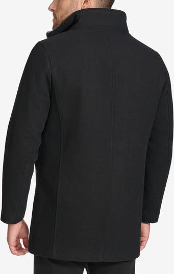 Walking Wool Blend Coat with Faux Fur Trim