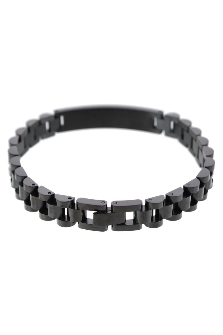 Signet ID Metal Link Bracelet, Alternate, color, Black