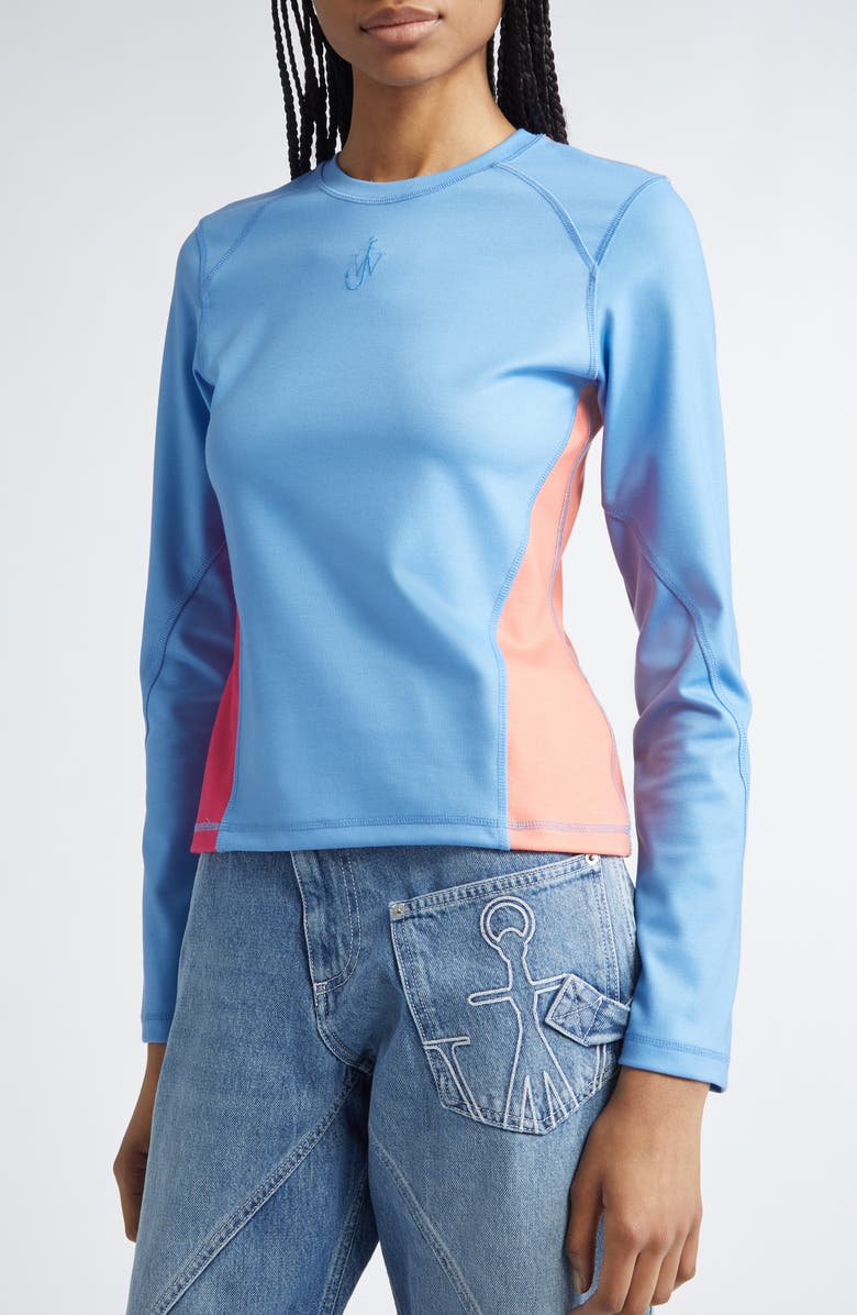 JW Anderson Panelled Colorblock Anchor Embroidered Top, Alternate, color, 