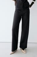 MANGO Fine Knit High Waist Straight Leg Trousers