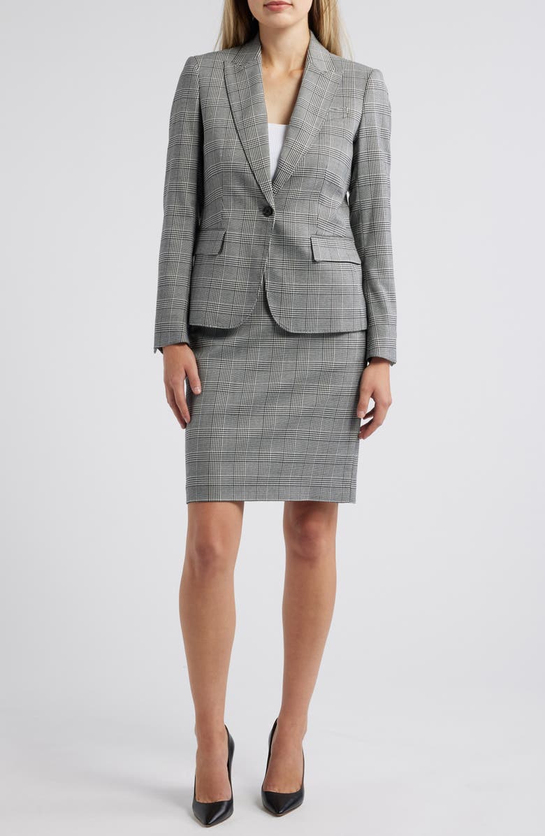 Anne Klein Howard Hawks Glen Plaid Blazer, Main, color, Anne Black/ Bright Whit