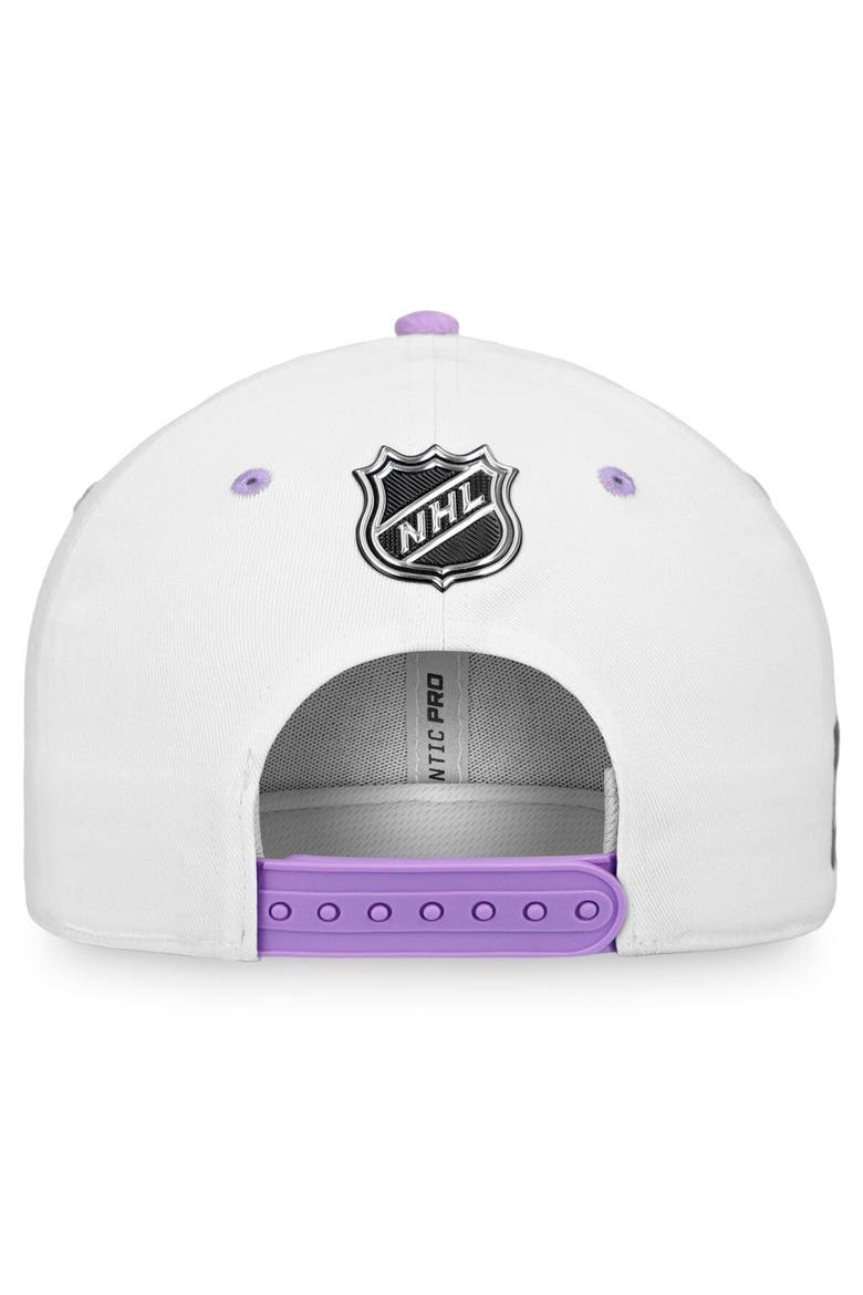 Men's Fanatics Branded White/Purple Seattle Kraken 2022 Hockey Fights Cancer Authentic Pro Snapback Hat, Alternate, color, White