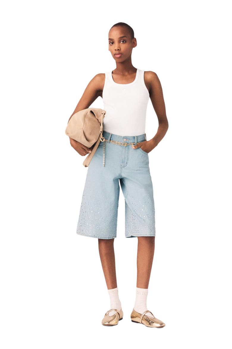 Rhinestone Bermuda shorts, Main, color, Blue sky