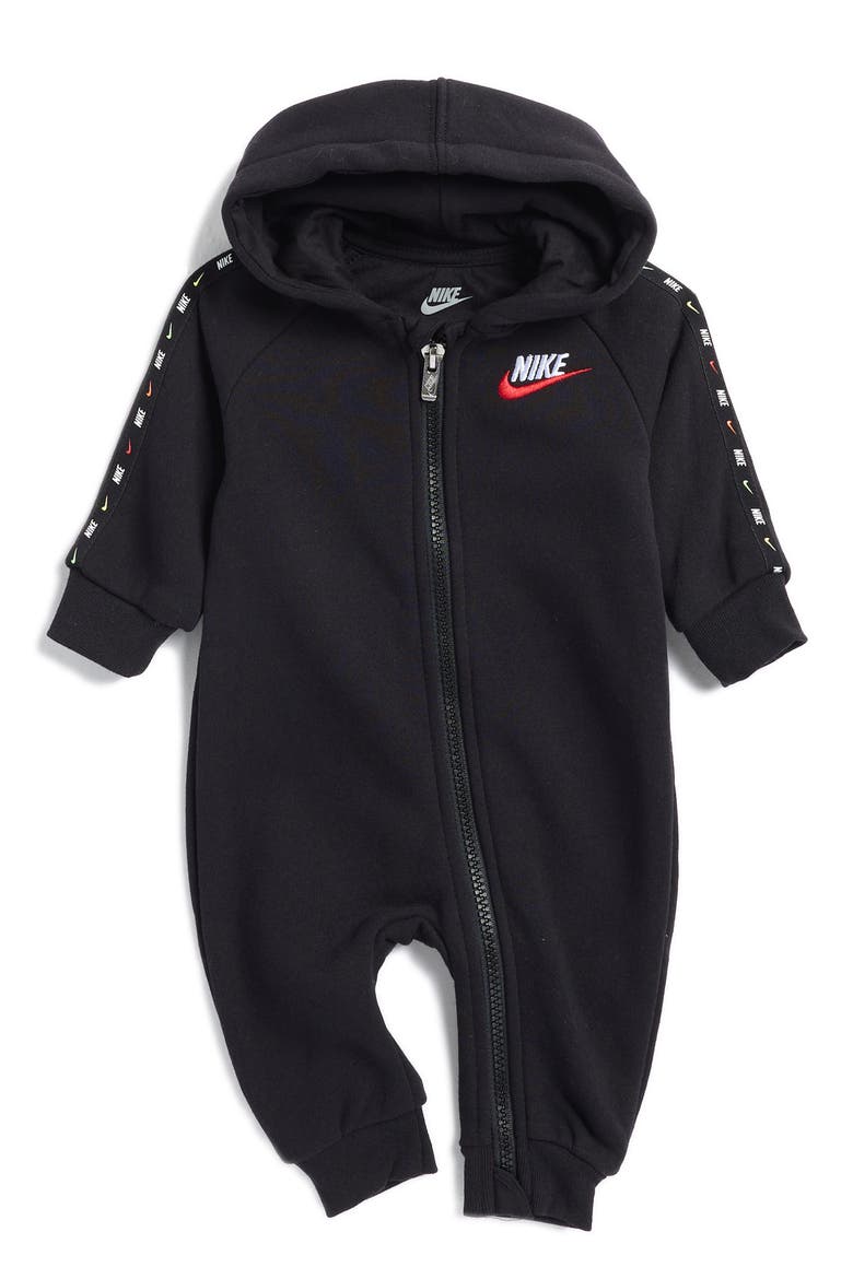 Hooded Fleece Jumpsuit, Main, color, BLACK