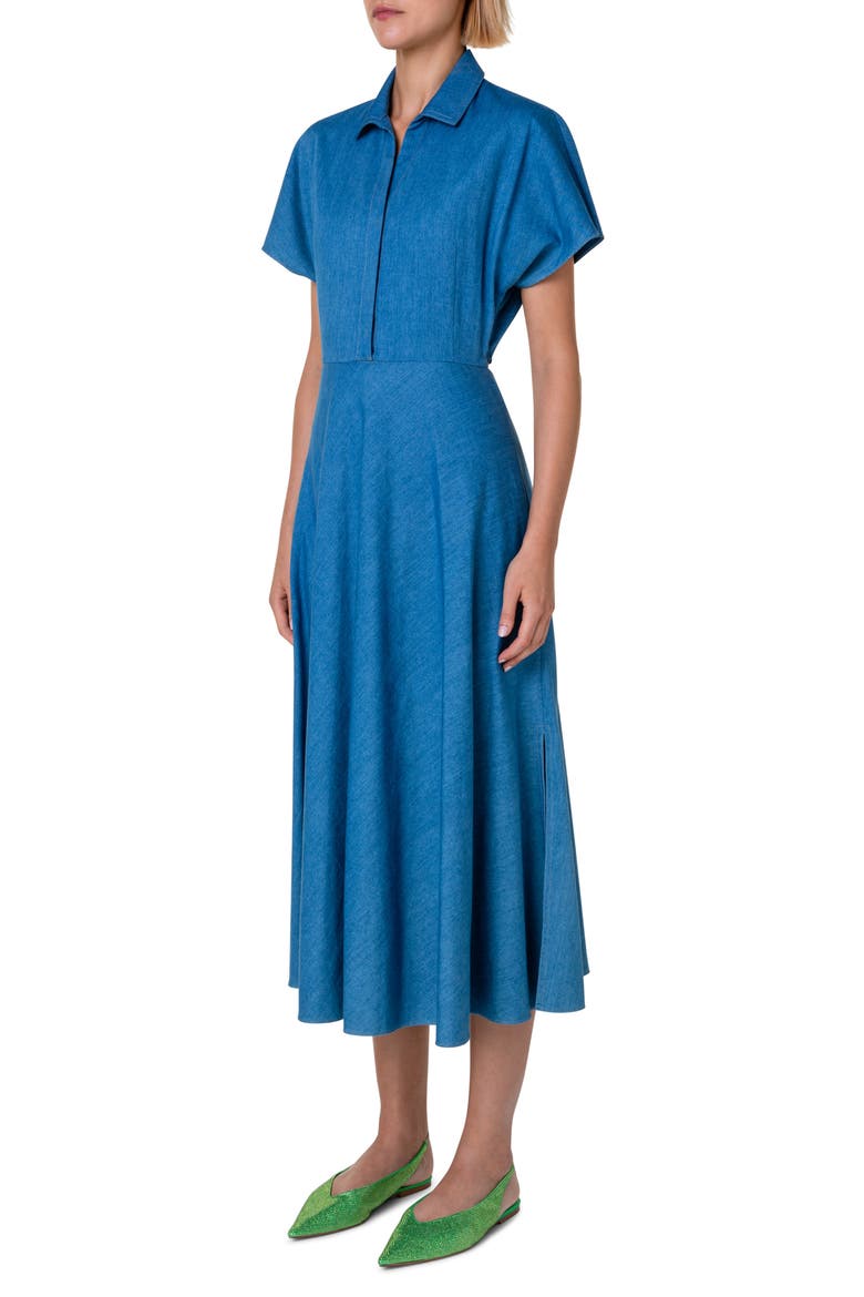 Cutout Denim Dress, Alternate, color, MEDIUM BLUE DENIM