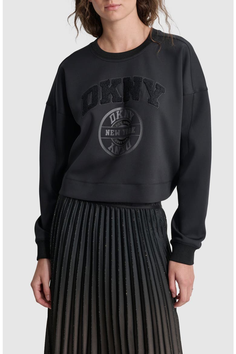 Varsity Logo Sweatshirt, Main, color, BLACK/BLACK