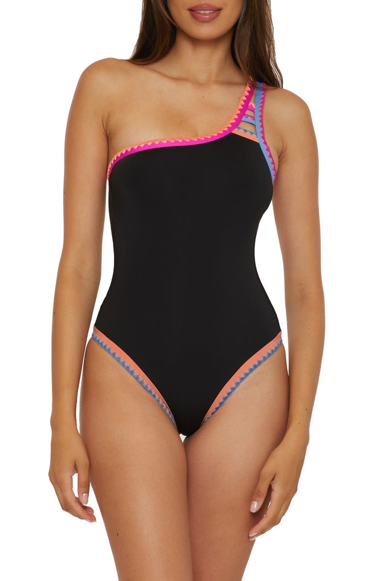 Lucky Brand Avila Asymmetric One-Piece Swimsuit, Main, color, Black