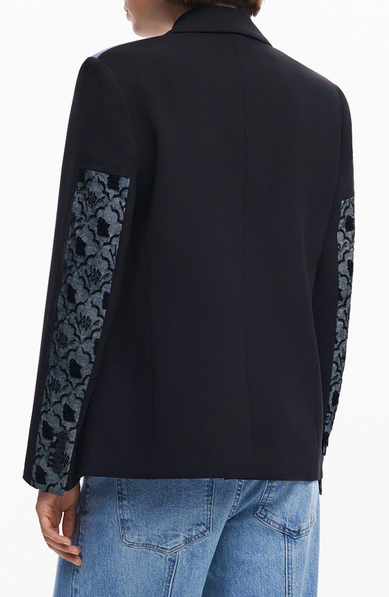 Desigual Mixed Media Blazer, Alternate, color, Gray Blue