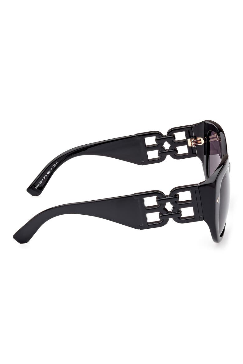 56mm Square Sunglasses, Alternate, color, SHINY BLACK / SMOKE