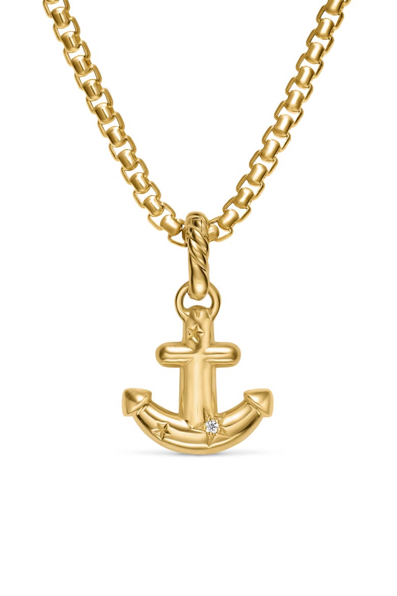 Anchor Amulet in 18K Gold with Diamonds, 14.5mm, Alternate, color, GOLD