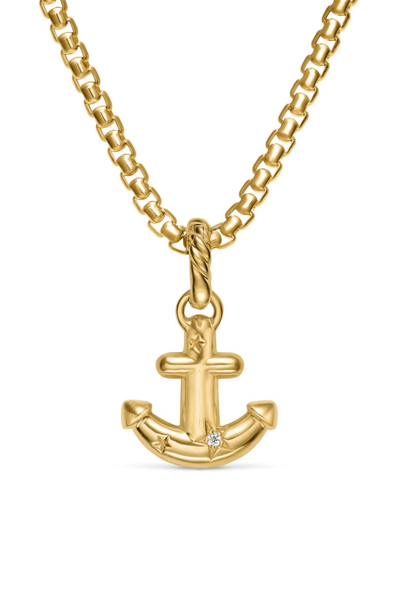 David Yurman Anchor Amulet in 18K Gold with Diamonds, 14.5mm, Alternate, color, Gold