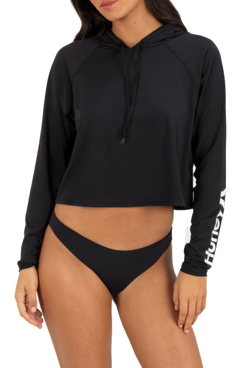 Oao Crop Cover-Up Hoodie, Main, color, BLACK
