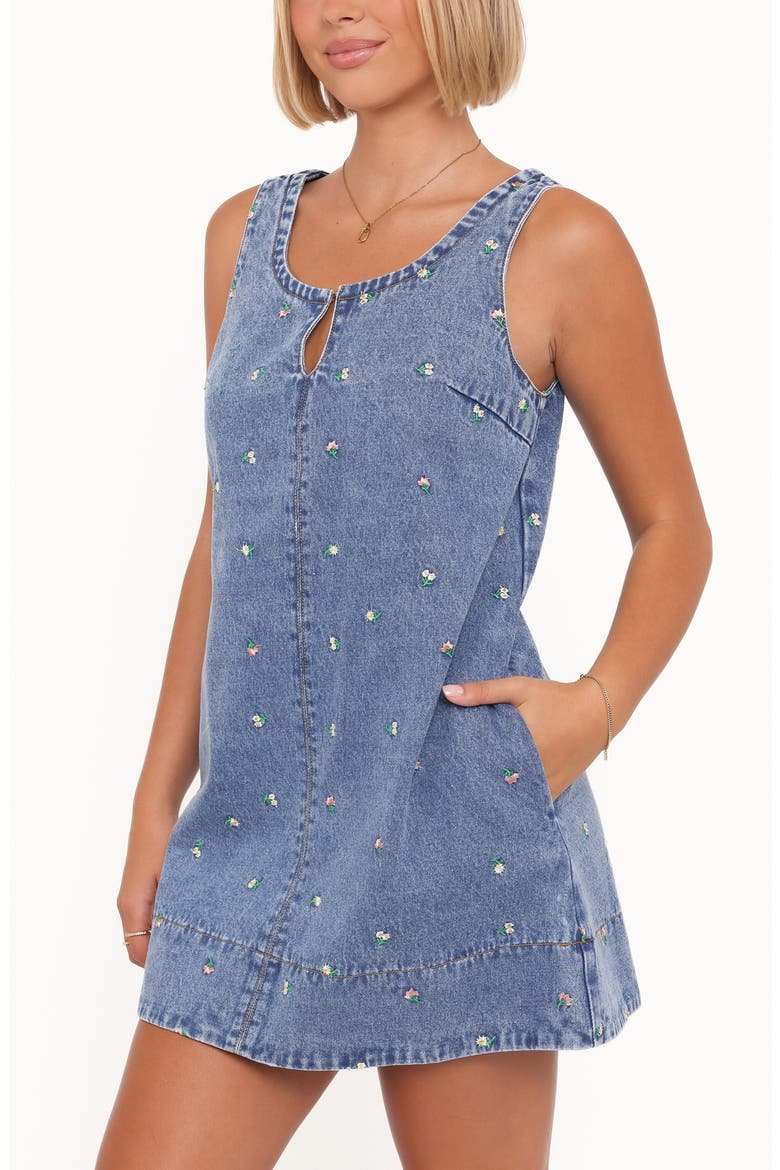 Vesper Sleeveless Cotton Minidress, Alternate, color, EMBROIDERED DENIM