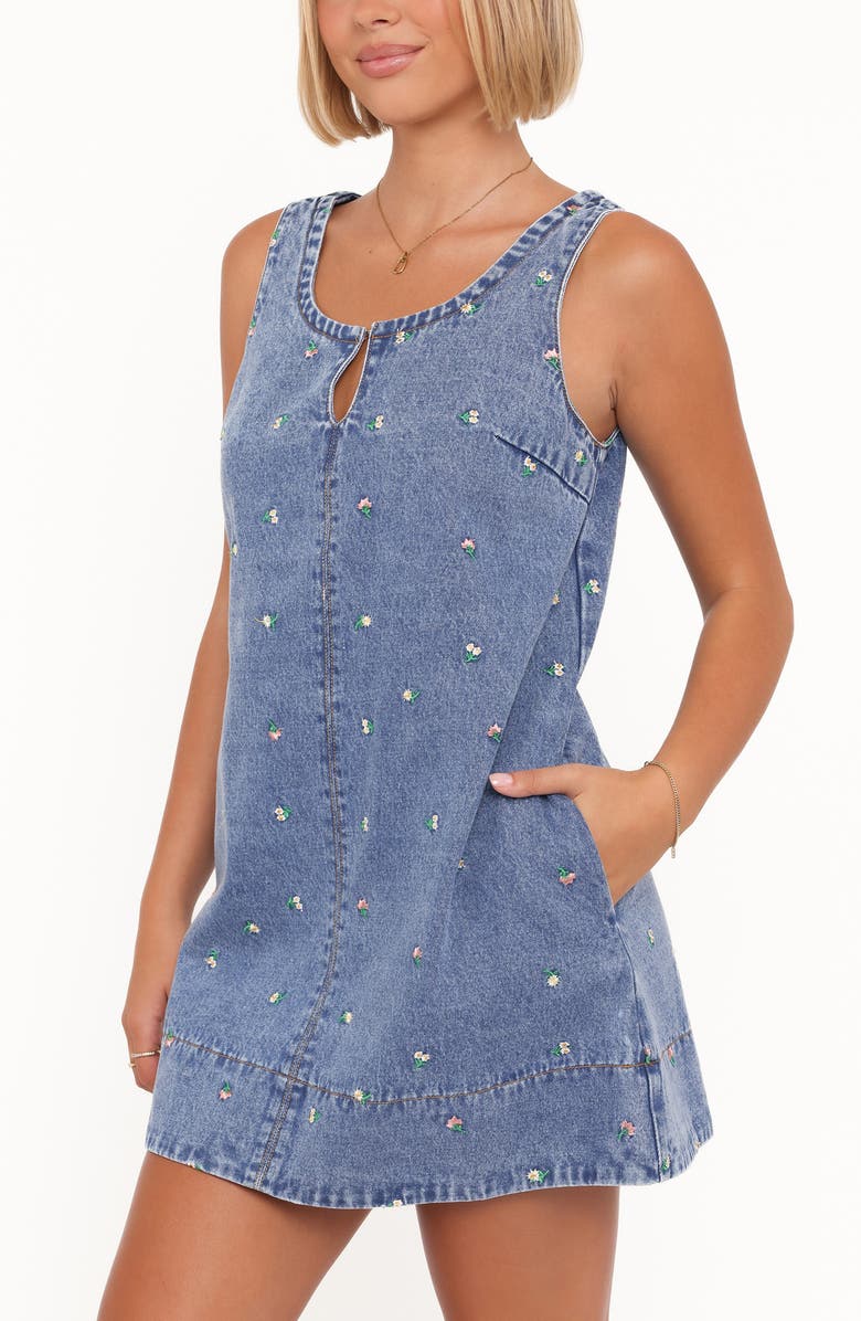 Petal & Pup Vesper Sleeveless Cotton Minidress, Alternate, color, Embroidered Denim