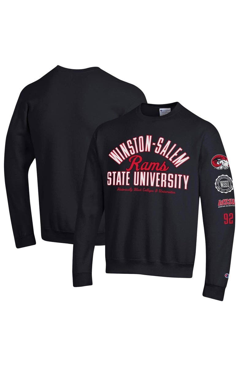 Champion Men's Champion Black Winston-Salem State Rams 2-Hit Powerblend Pullover Sweatshirt, Alternate, color,
