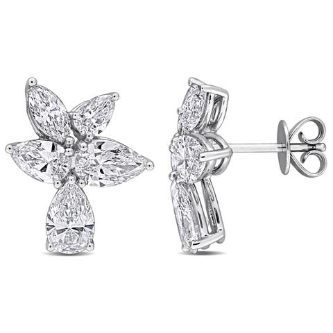 1ct. t.w. Lab-Grown Diamond Cluster Drop Earrings 14k