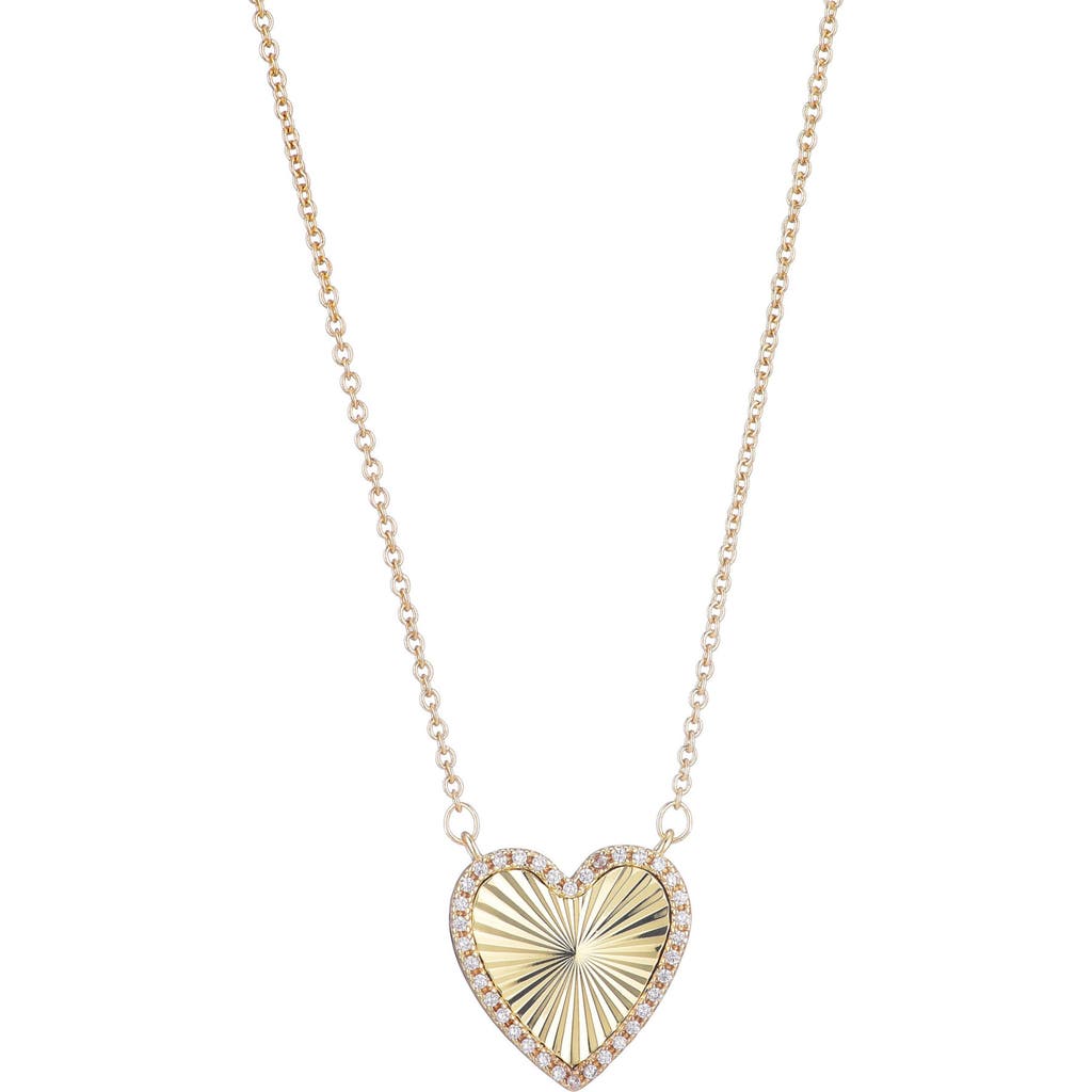 Adornia 14k Gold Plated Cubic Zirconia Halo Prismatic Heart Pendant Necklace In Gold