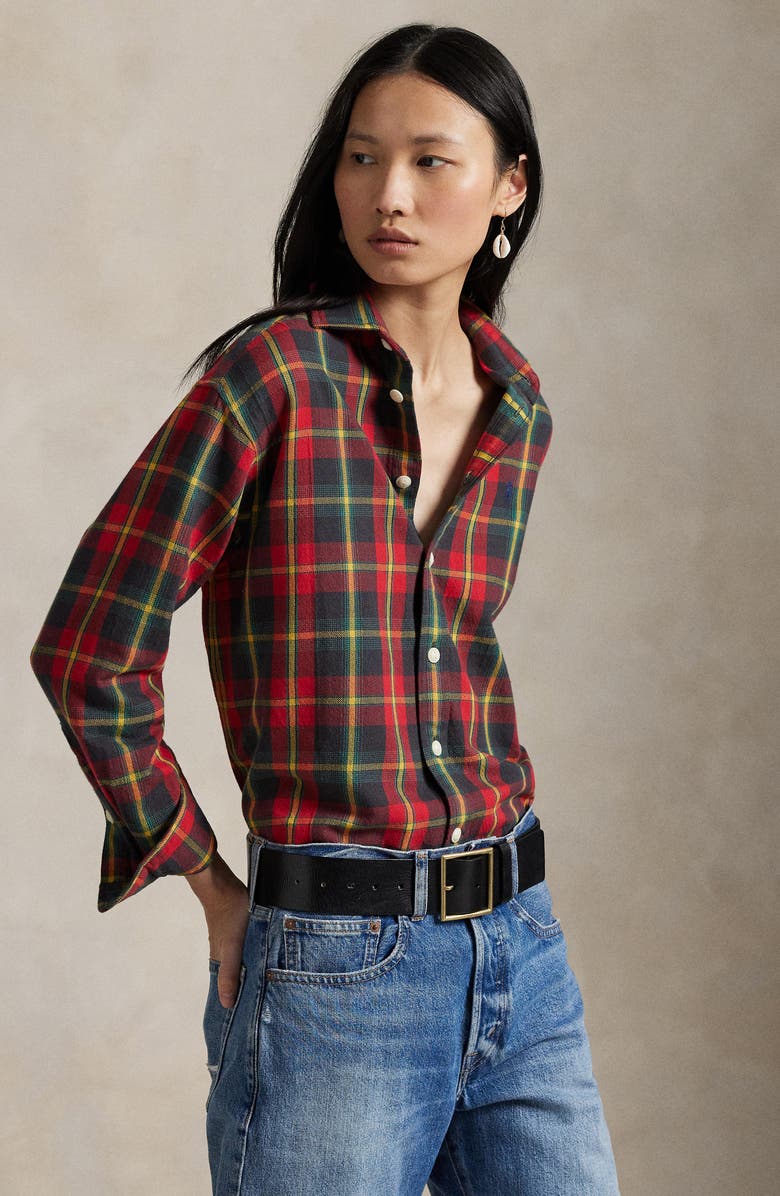 Polo Ralph Lauren Plaid Relaxed Fit Cotton Button-Up Shirt, Alternate, color, 