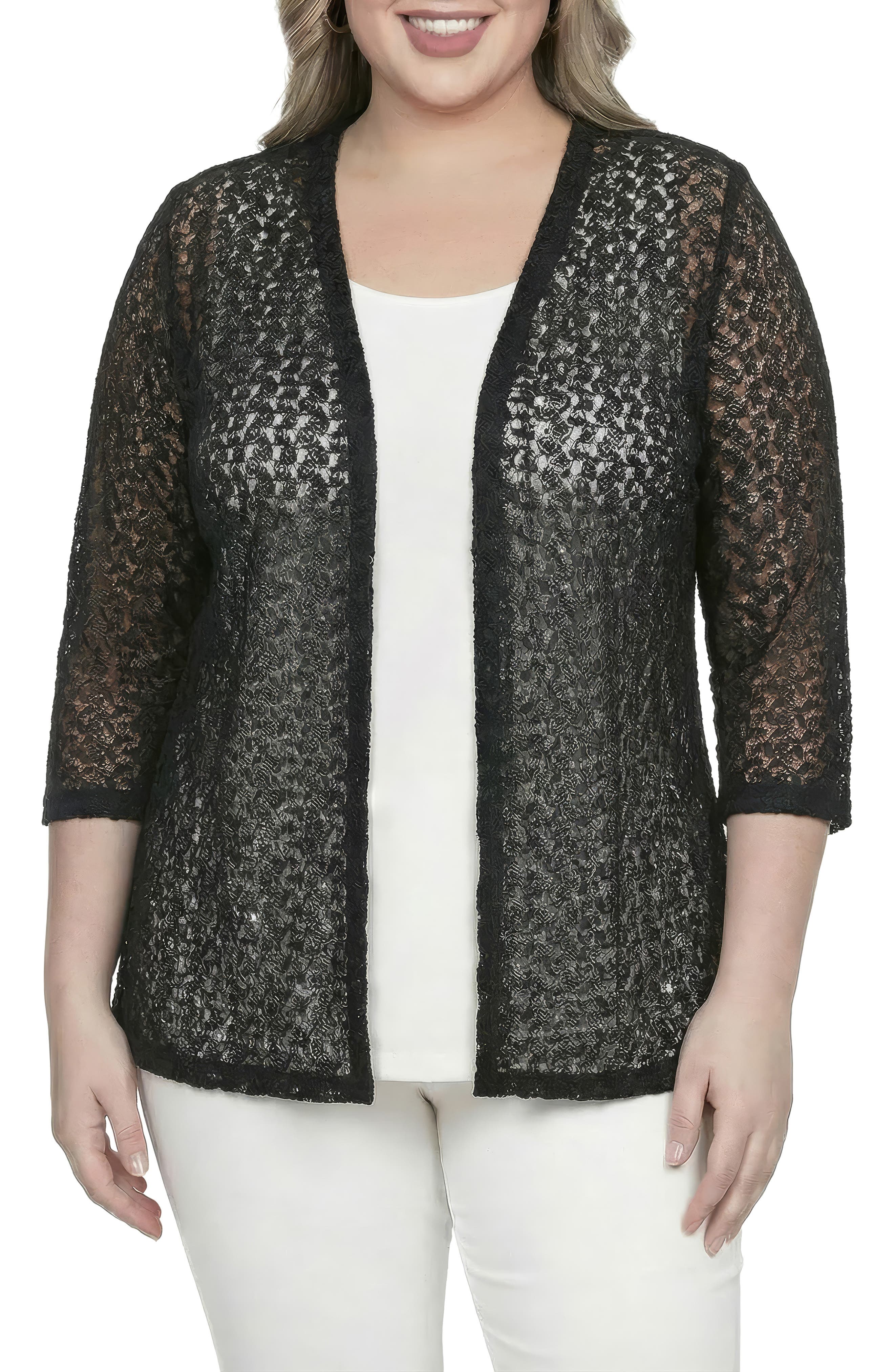 Lace Open Front Cardigan